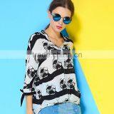 2015 HOYUGO Latest Printed Blouse Designs, Model Loose Blouse, Lao Silk Blouse Wholesale Manufacturer in China. thumbnail-4