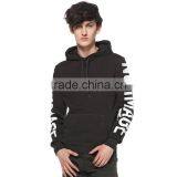 New Design Black Printed Pullover Hoodie for Man