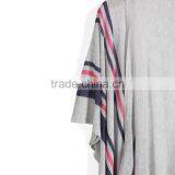 Fashion Design 3/4 Batwing Sleeve no Button Triped Knitted Poncho thumbnail-3