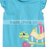 Kids Girl Ruffle Sleev t Shirt With Tortoise Print