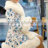 Latest Women Down Jacket Coat PU Leather Coat Big Yards Female Winter Coat Printing Thick Fur Collar Winter Clothes thumbnail-4