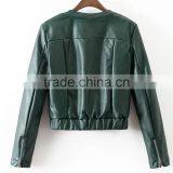 Runwaylover EY1035C Fashion Slim Fit Short pu Jacket Leather Jacket Women thumbnail-2