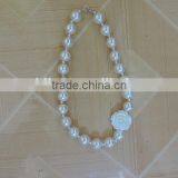 Wholesale Baby Girl Necklace Pink White Pearl Necklace Boutique Holiday Necklace thumbnail-4
