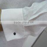 Men's White Linen Shirt With Chinese Collar/Mandarin Collar and French Cuff thumbnail-2