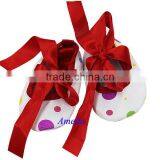 Baby Girls Christmas Colorful Polka Dots Red Bow Crib Shoes NB-18M thumbnail-1