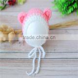 Crochet Mohair Bonnet Newborn Bear Hat Newborn Ruffle Mohair Bonnet Knit Baby Hat Baby Photo Props