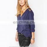 Latest Fashion Design Model Simple Lace Insert Blouse thumbnail-2