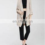 Styleish and Classic Collarless Draped Open Front Trench Jacket of Women NT201 thumbnail-2