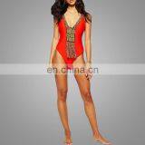 New Summer Swimming's Wear Lady Girl Clothing Deep V-neck Swimsuit One Piece Beachwear Red Tassel Details Apparel thumbnail-2