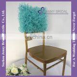 C005S Organza Turquoise Square Top Half Back Chair Covers thumbnail-3