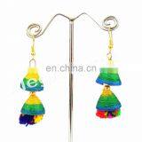 Silk Thread Drop Dangle Earrings-Multi Colored Designer Pom Pom Earrings for Stylish & Beautiful Girls Fashion Wear Boho Earring thumbnail-1