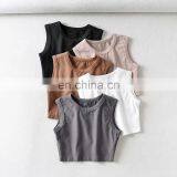 Custom Plain Logo Slim Women's T Shirts And Yoga Sport Crop Tank Tops thumbnail-2
