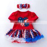4th of July Outfit 2019 Kids New American Independence Day Baby Short Sleeve Star Print Harness Skirt Two-piece Suit thumbnail-4