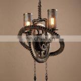 Retro Industrial Rusty Brass Wheel Vintage Lamp Chandelier for Bar thumbnail-2