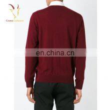 Mens Classic V Neck Cashmere Sweater Knitted Pullover Sweater Pattern thumbnail-3
