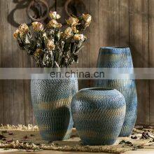 Wholesale Handmade Brilliant Blue Vase Decoration Creative Table Tall Ceramic Flower Vase thumbnail-2