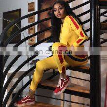 Custom Casual Sports 2-piece Striped Women's Sports Suit Wholesale Undershirt Home Jogging Suit thumbnail-5