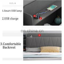 Modern Design Wood King Size Bed Bedroom Furniture Set Wooden Beds With LED Light Storage Box Beds thumbnail-5