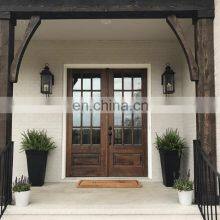 Natural Wood Double Open Wooden Entry Front Doors Sale thumbnail-3