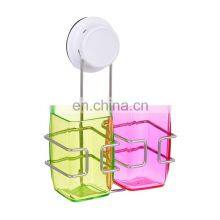 Высококачественный домашний держатель стаканов и зубных щеток на присоске для ванной стены из нержавеющей стали. Стабильный держатель стаканов