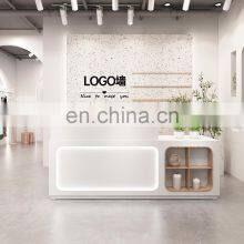 Custom Special Shapes Front Desk Wood Salon Counter Hotel Salon Spa Reception Desk for Sale thumbnail-3