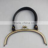 24.3*9.8cm Antique Brass Handbag Frame Metal Handbags Sewing Frame With an Elegant Lock and Leather Handle for Bag