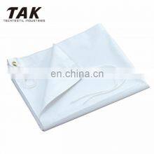Waterproof Custom Logo Fireproof Heavy Duty White Solid PVC Vinyl Tarp Tarpaulin With Eyelet Grommet thumbnail-4