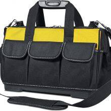 Tool Bag With Multi-Pockets Wide Mouth Tool Tote With Safety Reflective Straps