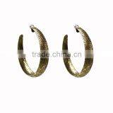 Handmade Tibetan Gold Jewelry Flower Texture Letter C Hoop Earring thumbnail-1