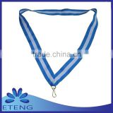 High quanlity blue medal ribbons with customized logo for school sports