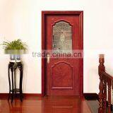 China High Quality Half View Art Glass Solid Wood Door for Bathroom thumbnail-3