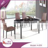 Foshan Modern Metal Base 9mm Thick Rectangle Black Lacquer Tempered Glass Dining Table for 4 Person thumbnail-2