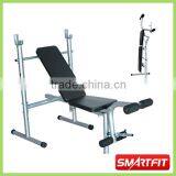 High Quality Strong Tube Foldable Weight Bench Cheap Bench Board With Barbell and Plate Rack thumbnail-1