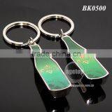 Promotional Gift Mini Beer Bottle Shape Custom Printing Zinc Alloy Silver Metal Bottle Opener Keychain thumbnail-2