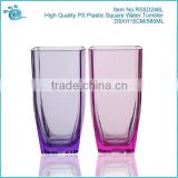 High Quality PS Plastic Reusable Square Water Tumbler