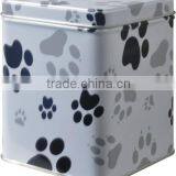 The Dog Footprints Square Shaped Tea Tin Box