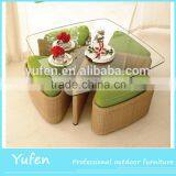 Leisure Glass Tea Table Design for Rattan Furniture
