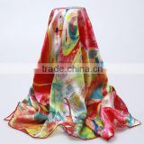 Fashion abstract painting style square silk scarf 2016