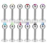 316L Surgical Stainless Steel Gem Labrets thumbnail-1