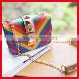 Wholesale Hot Sale Beautiful Rainbow pu Leather Bag for Girls thumbnail-3