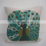 Square Peacock Design Sublimation Printed Pillow Case/cushion Cover Wholesale thumbnail-1