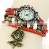 In Stock Women's Ladies Girls Retro Xmas Party Brithday Gift Heart Dress Quartz Wrist Hand Charm Leather Watch Case thumbnail-4