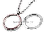 SRP6012 Most Selling Items Round Lockets With CZ Diamond Glass Memory Lockets Stainless Steel Jewelry