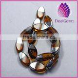 Bead Silver-plated Glass Brown 19x10mm Flat Oval thumbnail-1