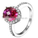 HY Fashion Jewelry Pave CZ Solitaire Engagement Rings for Women(Ruby) thumbnail-1