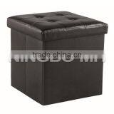 Faux Leather Storage Ottoman / Foot Stool - Dark Brown