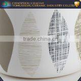 White Decaled Ceramic Canisters Set With Wooden Lid 3pcs thumbnail-3