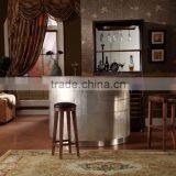 Traditional American Replica Bar Counter With Leather Bar Stool And Wine Cabinet(MOQ=1)