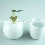 White Ceramic Bathroom Accessories Set 2 / Lotion Dispenser & Tumbler With Color Gift Box thumbnail-5