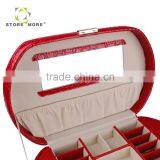 Red Faux Leather Alligator Jewelry Box Organizer Necklace Ring Display Case thumbnail-3